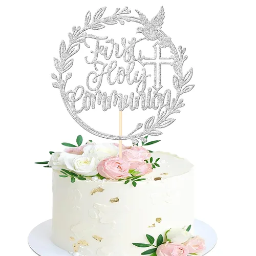 Miniatura 23 de 24 piezas de decoración para cupcakes con purpurina y paloma para magdalenas, para primera comunión, tema de bautismo cristiano, baby shower, fiesta