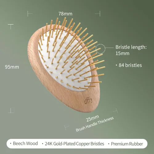 Miniatura 5 de Uffy Acubrusher - Cepillo de pelo Gua Sha chapado en oro de 24 quilates, masajeador ergonómico para el cuero cabelludo para la caspa