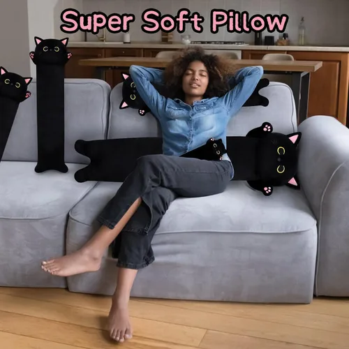 Miniatura 2 de Almohada de felpa de gato de 22.5 pulgadas de largo, animal de peluche de gato largo, almohada gigante para abrazar para niños y adultos, peluche