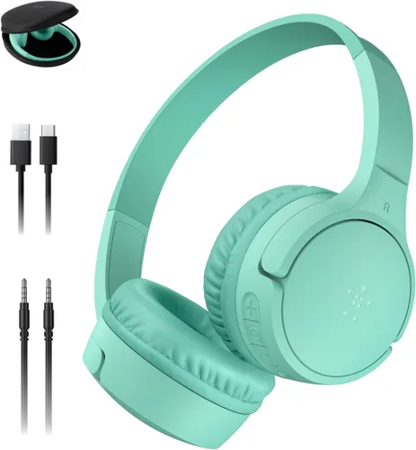 Miniatura 18 de Belkin SoundForm Mini con estuche - Auriculares inalámbricos Bluetooth para niños con vida útil de batería de 30H, límite de volumen seguro de 85dB