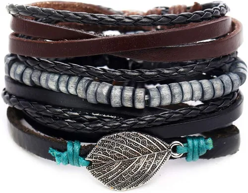Miniatura 2 de Pulsera de cadena de muñeca con dije de moda para mujer, conjunto de pulseras de joyería punk para mujer, 4 piezas, pulseras de cuero multicapa