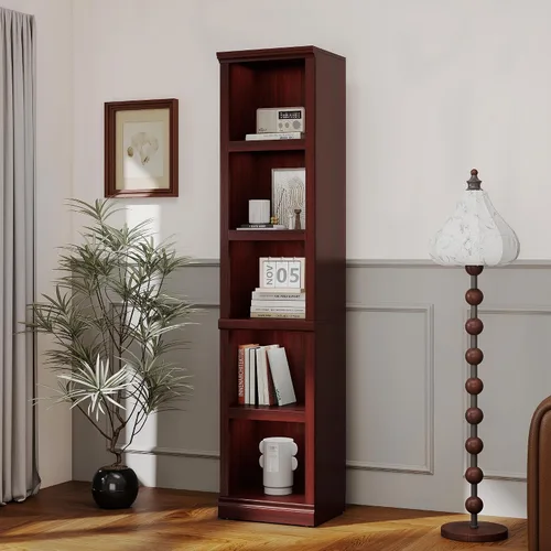 Miniatura 15 de blini Estantería de 2 estantes, estanterías de madera, 33 pulgadas de ancho, estanterías de exhibición y almacenamiento de pie, estanterías de roble