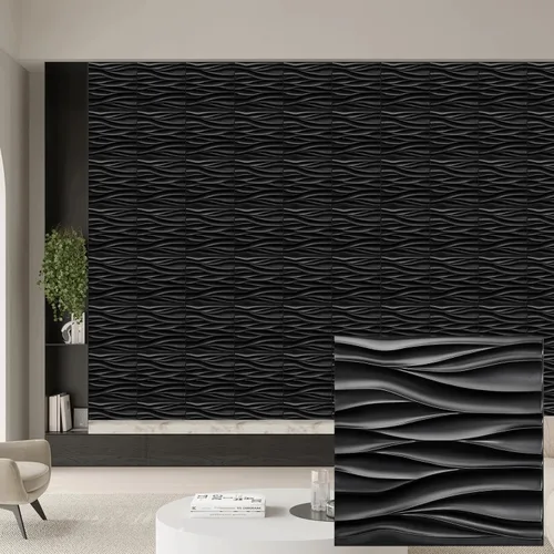 Miniatura 29 de Heikki Paquete de 30 Paneles de Pared 3D para Decoración de Pared Interior, Paneles de Pared con Textura de Flores de PVC para Sala de Estar