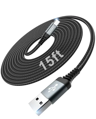 Miniatura 19 de Cable USB C a USB C extra largo de 100 W [paquete de 15 pies/2 unidades] Cable de carga rápida compatible con iPhone 17/17 Pro Max, iPhone 16 Negro