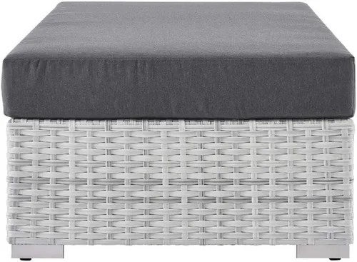 Miniatura 5 de Modway Convene - Otomana rectangular de mimbre para patio al aire libre, color gris claro