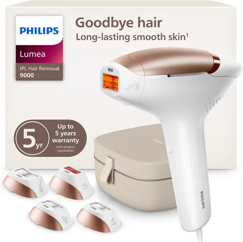 Philips Lumea 9000 Series Dispositivo de depilación IPL Reducción permanente de vello láser para mujeres y hombres, fácil y cómodo de usar en casa,