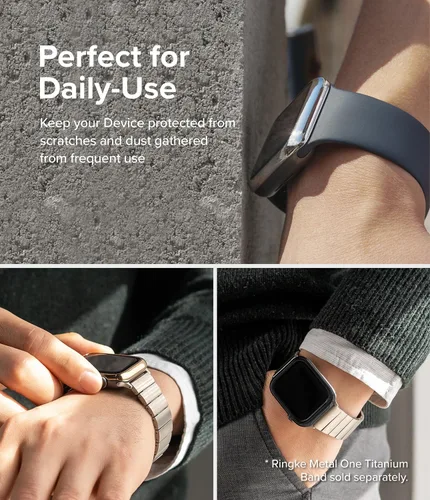 Miniatura 5 de Ringke Estilo de bisel [elegante marco de acero inoxidable] compatible con Apple Watch Series 9, 8, 7 (1.772 pulgadas), protector antiarañazos, Oro