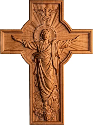 BGCOPPER Cruz de pared de Jesús, crucifijo de madera hecha a mano para decoración de pared para el hogar, habitación navideña, regalo de Navidad