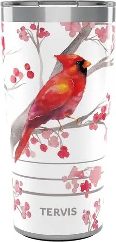 Miniatura 11 de Tervis Vaso aislado de doble pared con diseño de ramas de bayas y cardenales de Navidad hecho en Estados Unidos, mantiene las bebidas frías