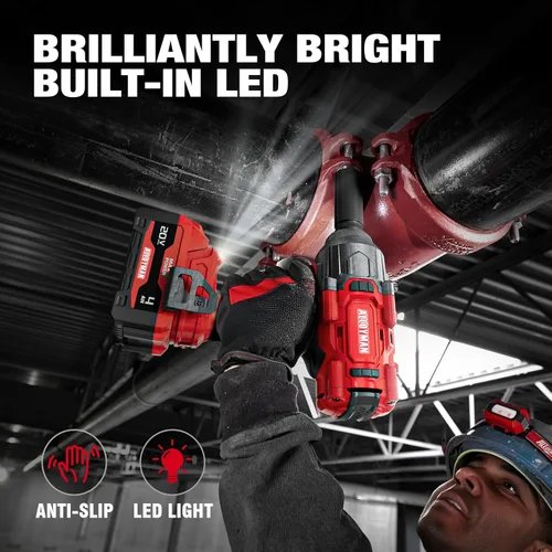 Miniatura 5 de Alloyman Llave de impacto inalámbrica, 1475 pies-libra (2000 N.m) 1/2 de alto par sin escobillas, controlador de impacto de 20 V, batería de 2*4000