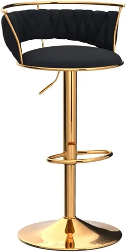 Miniatura 5 de DUOMAY Juego de 2 taburetes de bar giratorios modernos, taburetes de bar de terciopelo de altura ajustable con respaldo bajo para isla de Negro