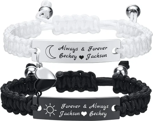 MEALGUET Pulsera personalizada para él pulsera trenzada hecha a mano con nombre grabado, regalo para novio, marido, papá, regalo personalizado para