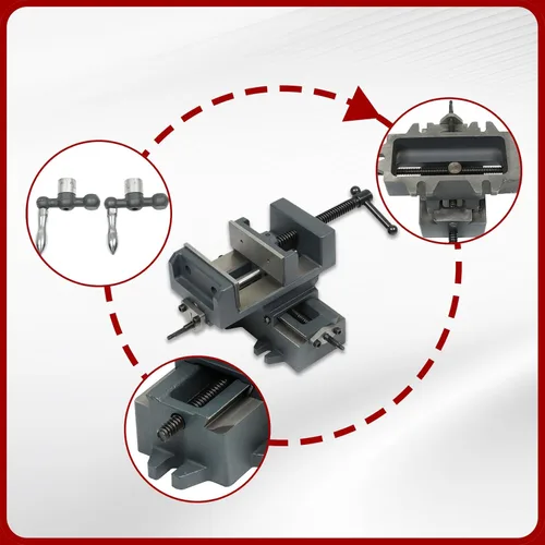 Miniatura 7 de findmall Prensa de taladro de diapositiva cruzada de 4 pulgadas, tornillo de banco de sobremesa resistente X-Y compuesto para fresadora CNC, máquina