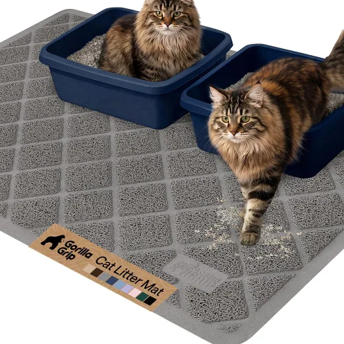 Miniatura 22 de Gorilla Grip - Tapete para atrapar la arena del arenero de gatos, 100% impermeable, fácil de limpiar, respaldo texturizado, suelos más limpios, se