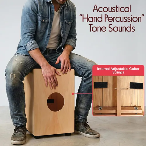 Miniatura 4 de Pyle Caja de percusión de madera de cajón, con cuerdas internas de guitarra, tamaño completo, 12.0 x 12.0 x 18.0 pulgadas (PCJD18)