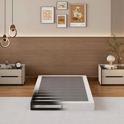 Miniatura 15 de SHLAND Base para somier Queen de 2 pulgadas de perfil bajo, láminas de cama de montaje fácil, estructura metálica resistente, base de apoyo para 2