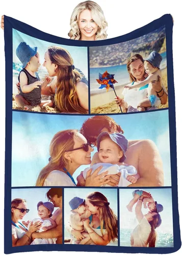 Miniatura 16 de Manta personalizada con fotos, mantas y mantas hechas en Estados Unidos, mantas personalizadas con fotos y texto para adultos, niños, familia