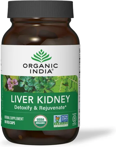 ORGANIC INDIA Suplemento Herbal para Hígado y Riñón - Desintoxica y Rejuvenece, Apoya la Función Saludable del Hígado y los Riñones, Vegano, Sin