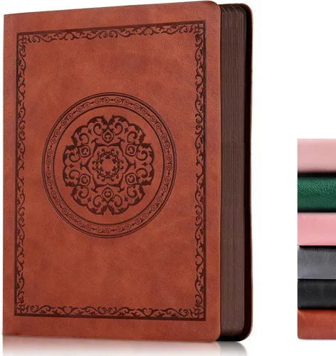 Miniatura 8 de Fetinar Cuaderno vintage de cuero 2026, 300 páginas, cuadernos de cuero con tapa blanda rayados para mujeres y hombres, cuadernos para escribir