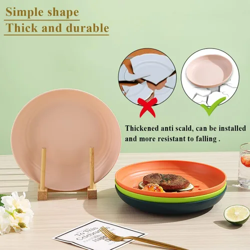 Miniatura 4 de Berglander Juego de 8 platos de plástico profundos de 9 pulgadas, reutilizables y resistentes, irrompibles, para pasta, ramen, resistentes a