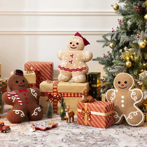 Miniatura 4 de Phantoscope - Funda de almohada de Navidad de la serie Gingerbread, almohada decorativa de Navidad con forma de chica de jengibre de peluche