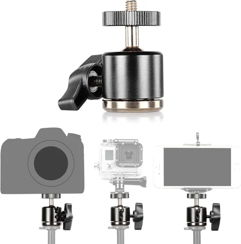 Miniatura 3 de Neewer® Aleación de aluminio giratoria de 360 grados Mini cabeza de bola con rosca de 1/4 "3/8" montaje base para cámara DSLR como Canon, Nikon