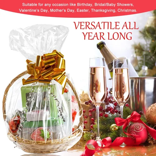 Miniatura 5 de Morepack Bolsas retráctiles para cestas de regalo, 24 x 30 pulgadas, bolsas retráctiles de PVC transparente para regalo, paquete de 5