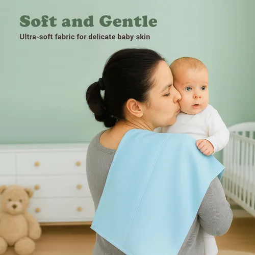 Miniatura 4 de Paños para eructos para niños y niñas, paquete de 7 unidades, grandes, 100% algodón, trapos extraabsorbentes de doble capa, color azul Azul Galaxia