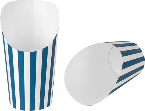 Miniatura 19 de Restaurantware Bio Tek - Recipientes de papas fritas de 12 onzas, 100 tazas desechables de charcutería, diseño inclinado, redondo, a rayas
