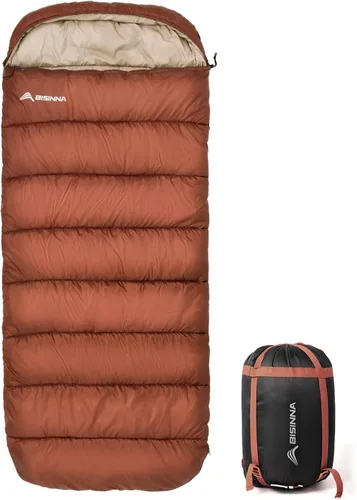 Miniatura 9 de BISINNA Saco de dormir XXL (90.55 x 39.37 pulgadas) para adultos grandes y altos, 3-4 estaciones, tamaño grande, cálido y cómodo, impermeable