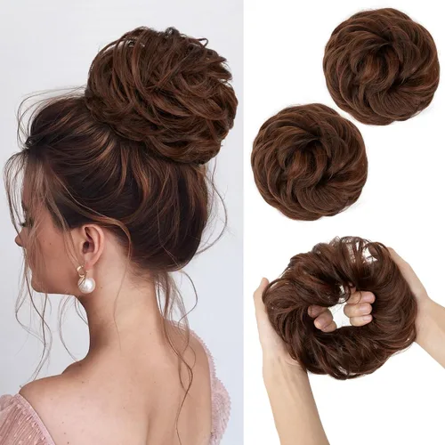 Miniatura 27 de SARLA 2 piezas de cabello desordenado color burdeos, onduladas, rizadas, sintéticas, coleteros falsos, extensiones de cola de caballo para mujeres