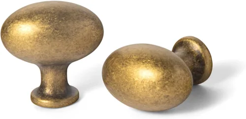 Goo-Ki 1.2 Pulgadas (36MM) Manijas de Gabinete Ovaladas de Latón Antiguo, Aleación de Zinc para Cajones de Vestidor Armario, 6 Empaquetadas
