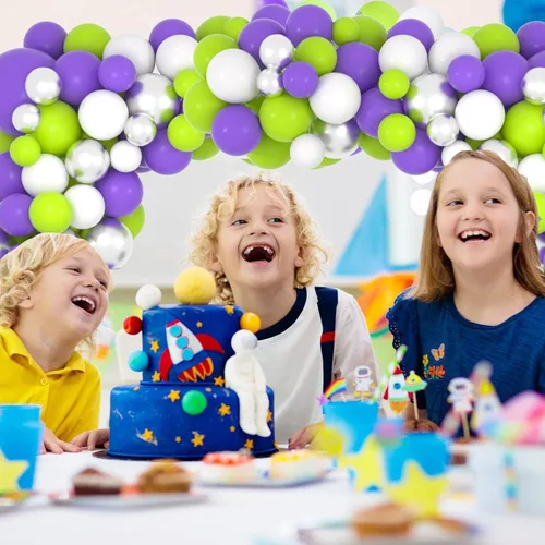 Miniatura 2 de Kit de arco de guirnalda de globos azules, morados y negros, 122 globos morados, azul rey y negro, globos metálicos plateados para videojuegos