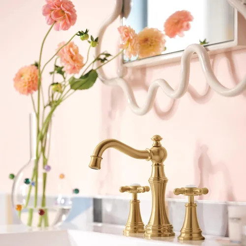 Miniatura 9 de Moen Weymouth Grifo de baño de dos manijas de oro cepillado de amplio alcance con mango cruzado, requiere válvula, TS42114BG