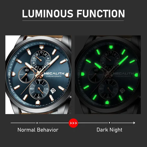 Miniatura 3 de MEGALITH Wrist Watches for Men Luxury Dress Silver Stainless Steel Chronograph Watch Waterproof - Gift for Husband Father at Birthday Anniversary