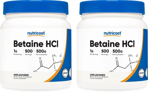 Miniatura 6 de Nutricost Betaína HCl en polvo 17.64 oz, sin gluten, sin OMG