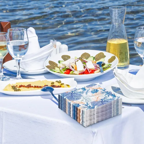 Miniatura 6 de AnyDesign Paquete de 80 servilletas de almuerzo de verano, estampado de coral océano, servilletas de papel desechables, servilletas de papel