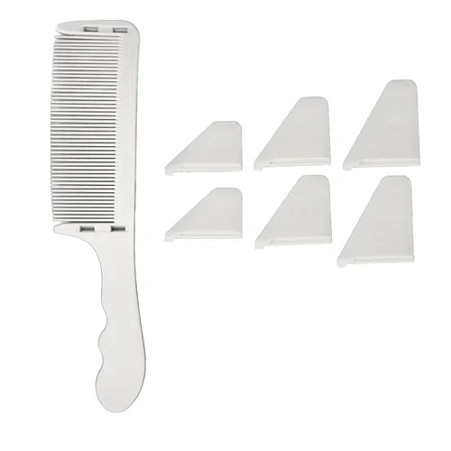 Miniatura 6 de Peine de peluquero Clipper, S en forma de longitud de corte diferente curva Clipper Peine Top plano para salón (blanco)