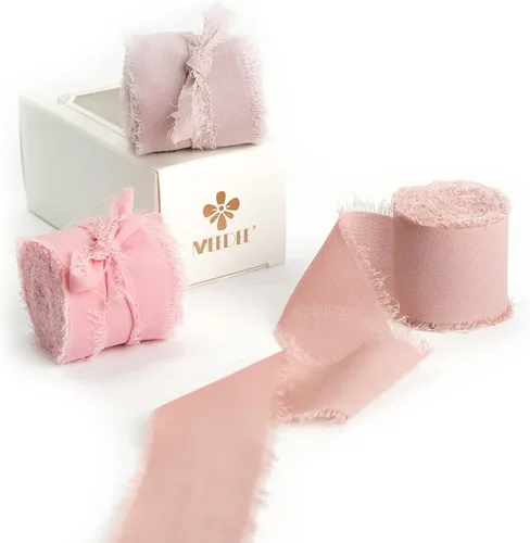 Miniatura 16 de MEEDEE Cinta de Gasa Deshilachada Rosa Empolvado de 2 Pulgadas Cintas de Gasa con Flecos Cintas Rosa Empolvado para Manualidades Cinta de Gasa