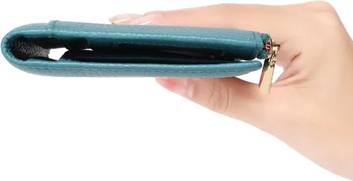 Miniatura 6 de GOIACII Cartera de mujer vintage con cierre de cremallera larga, porta tarjetas compacto con cierre de beso, B03 Azul, Classic