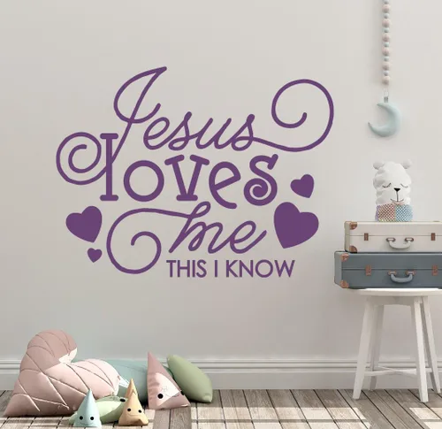 Miniatura 5 de 30 x 24 pulgadas Jesús me ama esto sé corazón lindo para la Biblia Tells Me So Song Niños calcomanía de pared mural arte decoración del hogar