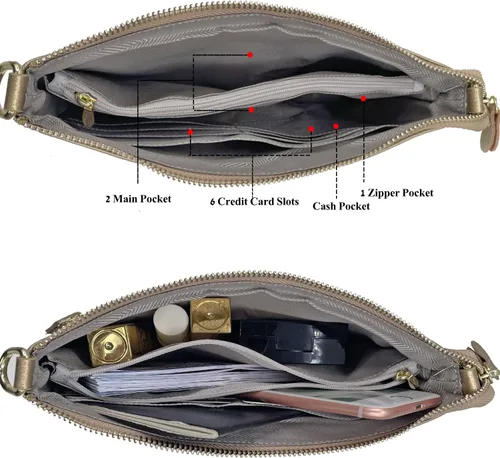 Miniatura 5 de Beurlike Cartera de cuero para mujer, bolso cruzado pequeño para teléfono