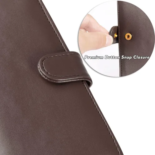 Miniatura 6 de Cubierta de cuero de la PU para registrar cheques duplicados, soporte de chequera de bloqueo RFID, Marrón oscuro, Estilo Billetera