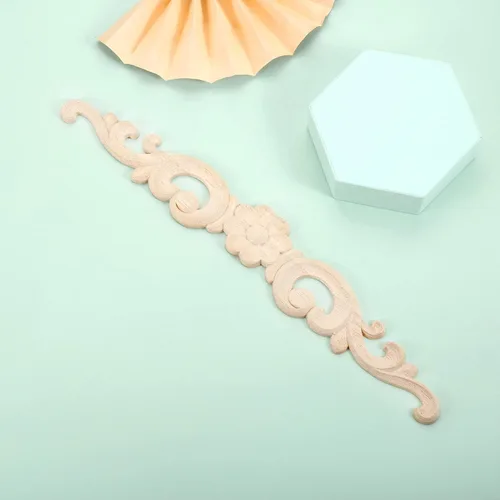 Miniatura 8 de MUXSAM Apliques de madera decorativos tallados, calcomanías largas de madera para decoración de muebles, tallas de roseta para puerta, gabinete