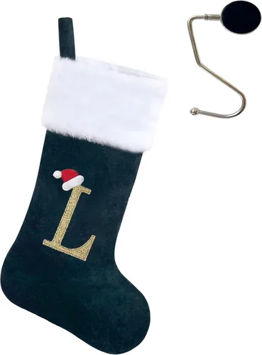 Miniatura 11 de Medias de Navidad de 20 pulgadas con monograma, letras, medias súper suaves grandes de Navidad, medias de monograma rojo para Navidad, regalo