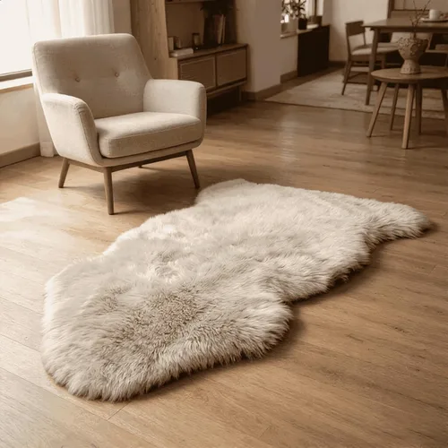 Miniatura 19 de AOGELAN Alfombra de oveja genuina de alta calidad, piel de oveja auténtica, esponjosa, esponjosa, de piel de cordero para niños, dormitorio, sofá