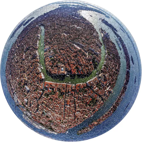 Rompecabezas redondo de 1000 piezas de Venecia, Italia, arte desafiante y educativo para adultos y niños, foto panorámica única de la ciudad de
