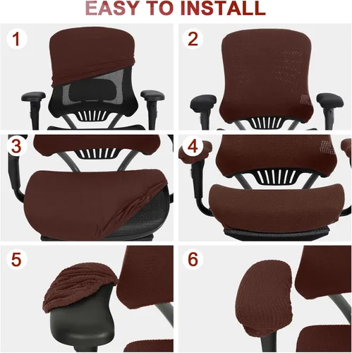 Miniatura 4 de Tallew Juego de 4 Fundas para Silla de Oficina Fundas Universales para Computadora Fundas Elásticas para Silla de Oficina Fundas para Respaldo