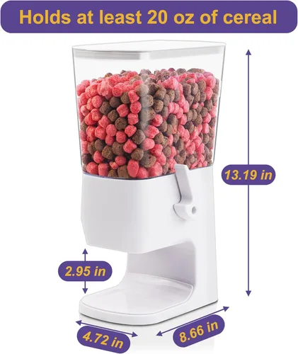 Miniatura 2 de Dispensador de cereales para encimera, paquete de 2, dispensador de alimentos secos de 3.2 L, contenedores organizadores de aperitivos con tapas
