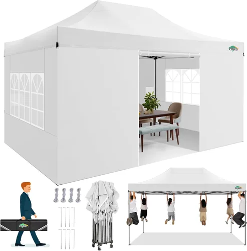 Miniatura 207 de COBIZI Tienda de campaña desplegable de 6.6 x 6.6 pies, toldo resistente, fácil de instalar, impermeable, para exteriores, fiestas, playa, jardín